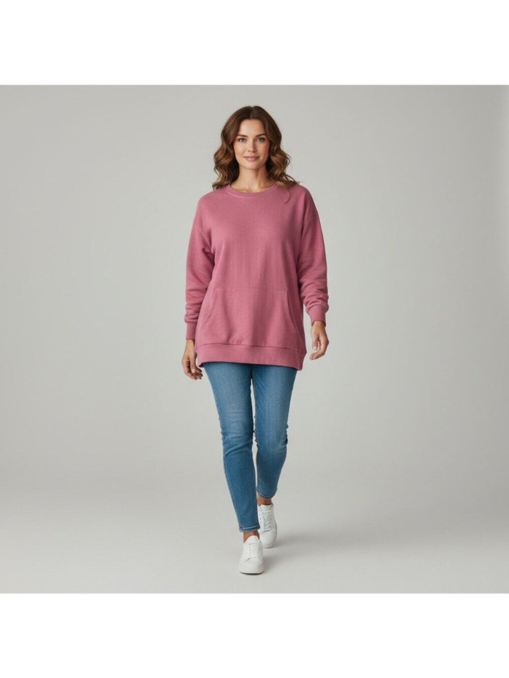 Misfay Womens Pink Pullover Sweatshirt 2XL Pockets Polyester Long Sleeve NWT